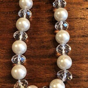 Vintage Chunky Pearl and Crystal Necklace 24inch